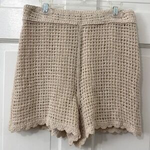 Skies Are Blue Crochet Shorts XS Lined Cotton Boho Festival Scalloped Hem Beachy